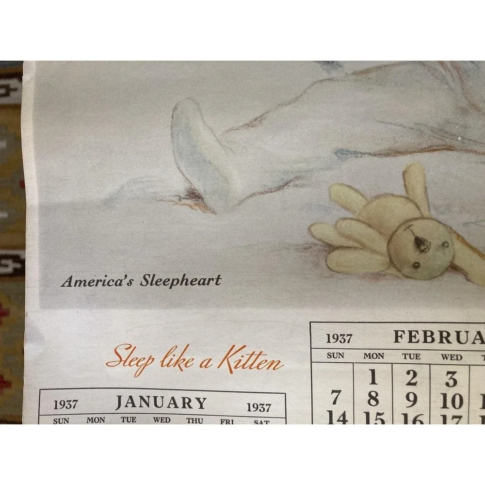 Vintage advertising wall calendar Cheasapeake & Ohio Railroad 1937 sleeping cars